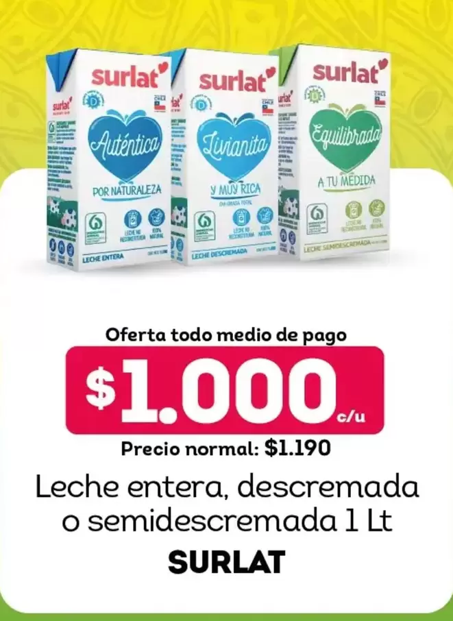 Surlat - Leche Entera, Descremada O Semidescremada