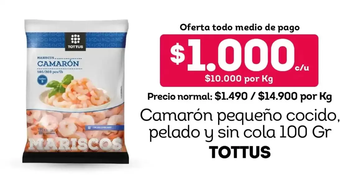 Tottus - Camaron Pequeno Cocido Pelado Y Sin Cola
