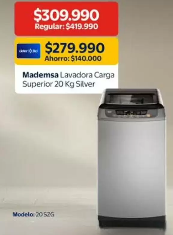 Mademsa - Lavadora Carga Superior 20 Kg Silver