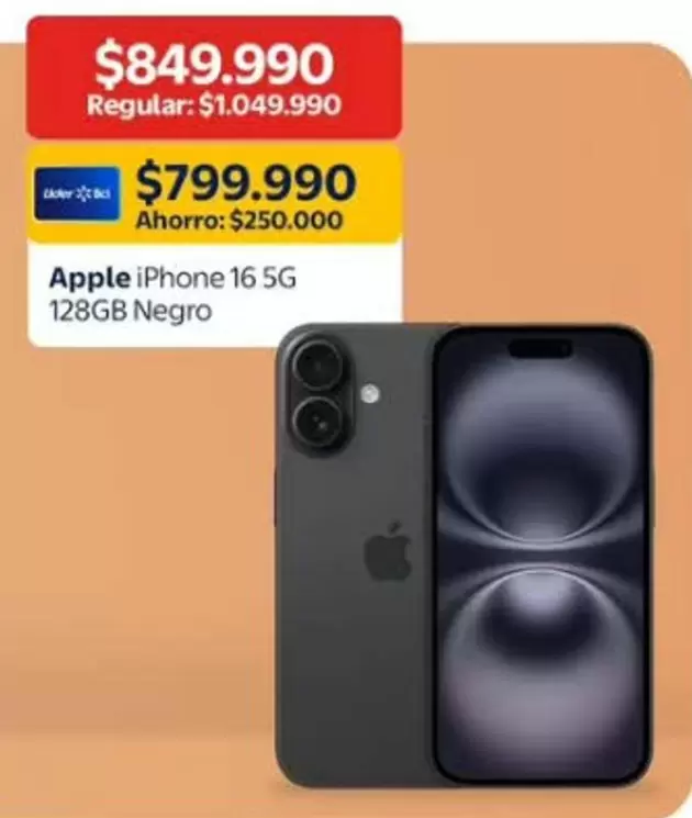 Apple - iPhone 16 5G 128GB Negro