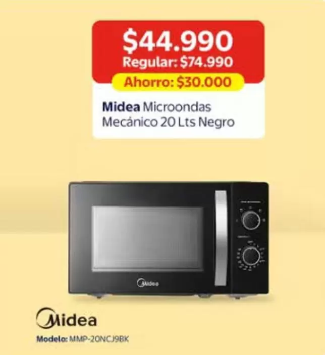 Midea -  Microondas Mecanico 20 Lts Negro