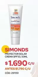 Simond's - Protector Solar Crema Spf50, 50ml