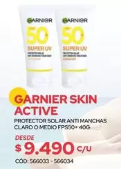 Garnier - Protector Solar Anti Manchas Claro O Medio Fps50+ 40g