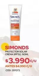 Simond's - Protector Solar Crema Spf50