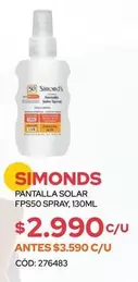 Simond's - Pantalla Solar Fps50 Spray