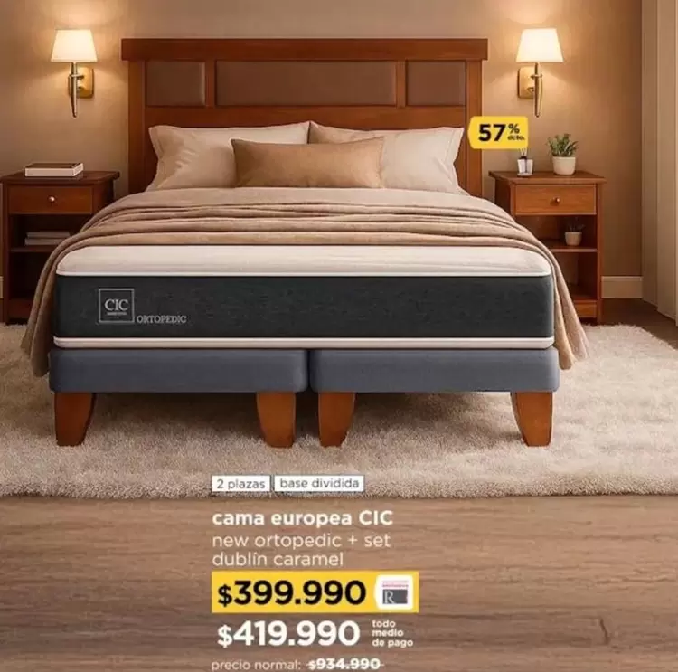 Cic - Cama Europea CIC New Ortopedic + Set Dublin Caramel