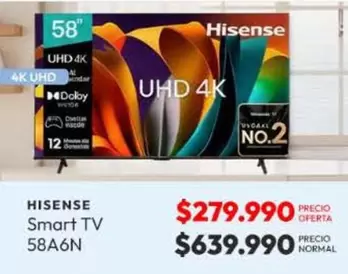 Hisense - Smart Tv 58a6n