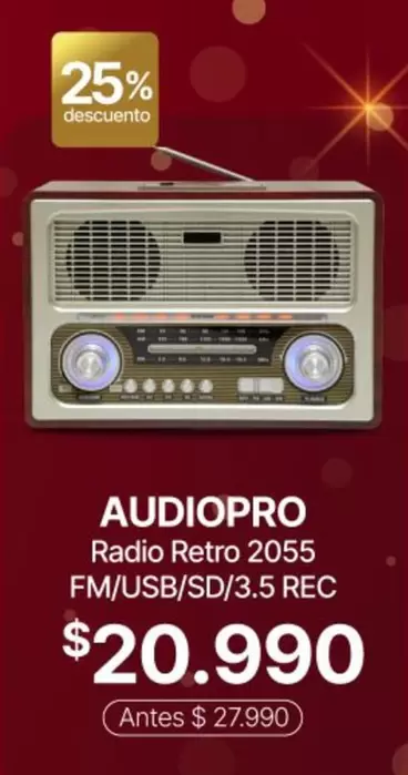 Radio Retro 2055 Fm/ Usb/sd/ 3.5 Rec