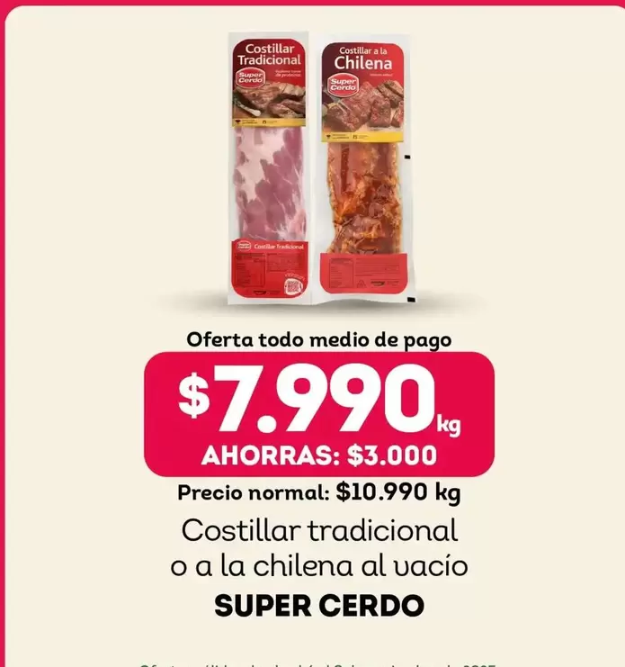 Súper Cerdo - Costillar Tradicional O A La Chilena Al Vacio