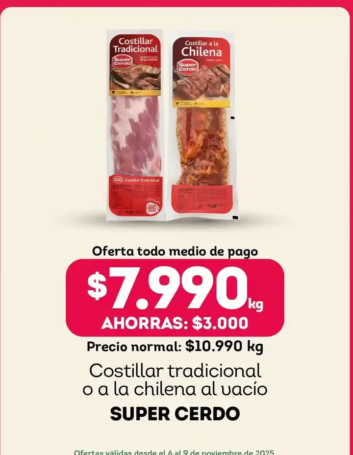 Súper Cerdo - Costillar Tradicional O A La Chilena Al Vacio