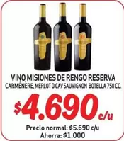 Misiones de Rengo - Vino Misiones De Reserva Carmenere, Merlot O Cava Sauvignon Botella