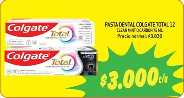 Colgate - Pasta Dental Total 12 Clean Minto Carbon 75 Ml
