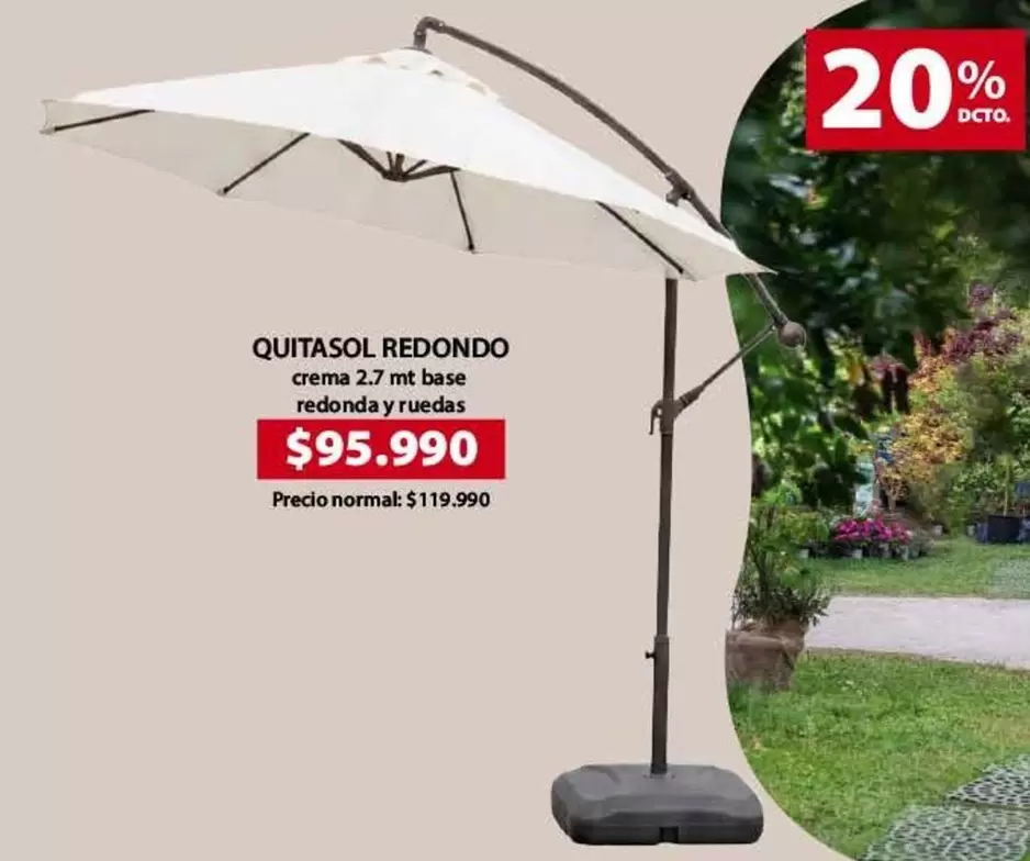 Quitasol Redondo Crema 2,7 Mt Base Redonda Y Redas