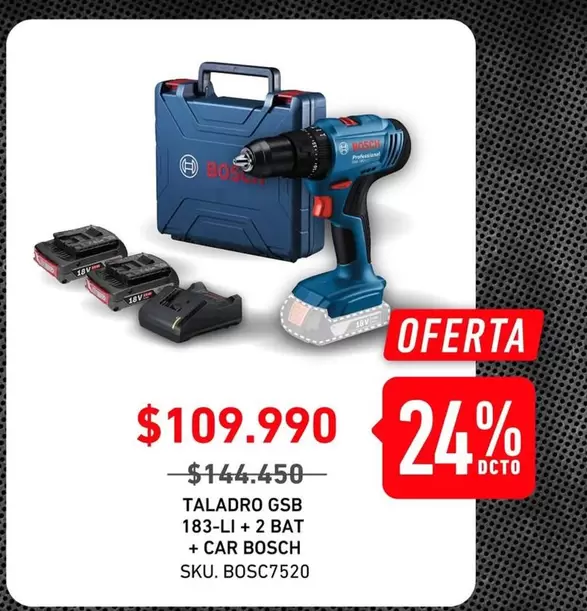 Bosch - Taladro Gsb 183-li + 2 Bat + Car