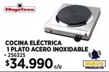 Magefesa - Cocina Eléctrica 1 Plato Acero Inoxidable