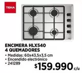 Teka - Encimera Hlx540 4 Quemadores