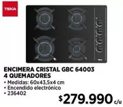 Teka - Encimera Cristal Gbc 64003 4 Quemadores
