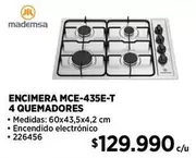 MSI - Encimera Mce-435e-t 4 Quemadores