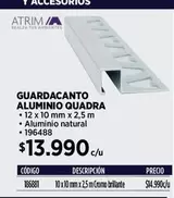 Guardacanto Aluminio Quadra