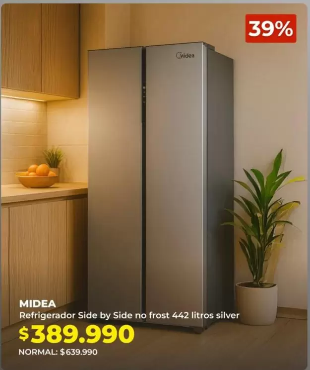 Midea - Refrigerador Side By Side No Frost 442 Litros Silver