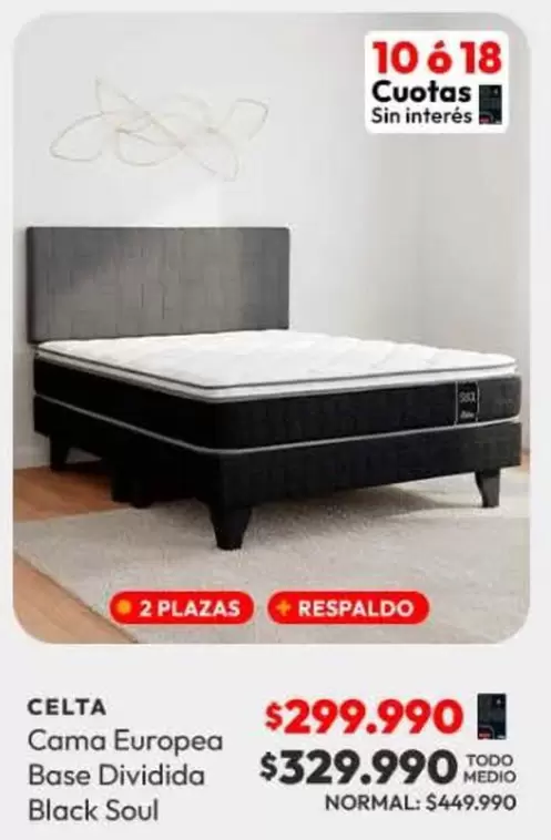 Celta - Cama Europea Base Dividida Black Soul