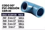 codo - Pvc-presion Cem-Hi