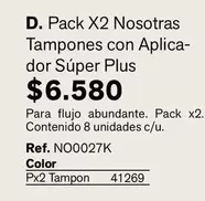 Nosotras - Pack X2 Tampones Con Aplica- Dor Super Plus