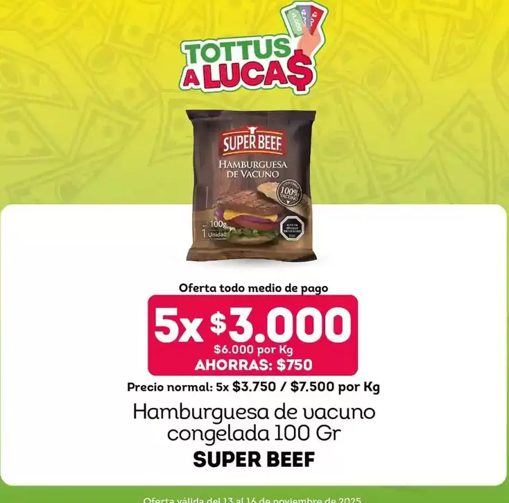 Tottus - Hamburguesa De Vacuno Congelada