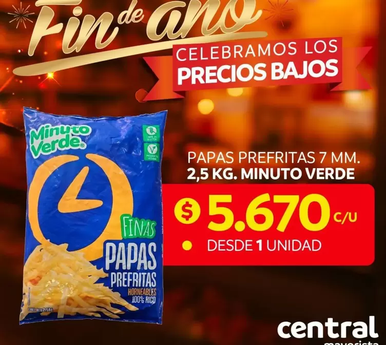 Minuto Verde - Papas Prefritas 7 Mm. 2,5 Kg.