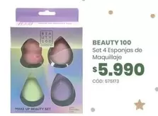 Beauty 100 - Set 4 Esponjas De Maquillaje