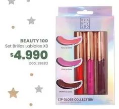 Beauty 100 - Set Brillos Labials X3