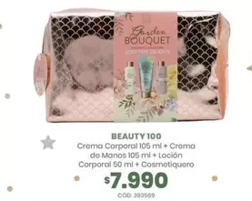Beauty 100 - Crema Corporal + Crema De Manos 105 Ml + Loción Corporal + Cosmetiquero