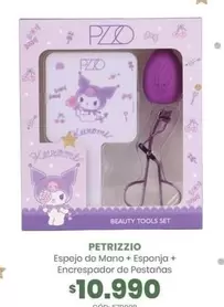 Petrizzio - Espejo De Mano + Esponja + Encrespador De Pestañas