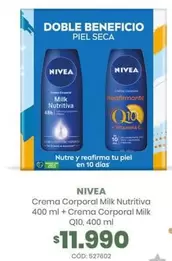 Nivea - Crema Corporal Milk Nutritiva 400 Ml + Crema Corporal Milk Q10