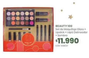 Beauty 100 - Set De Maquillaje Gloss + Lipstick + Lapiz Delineador + Sombra