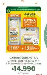 Garnier - Crema Facial FPS30,50 M + Sérum Facial Vitamina C