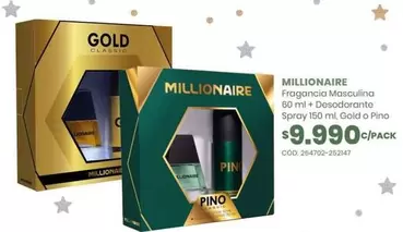 Millionaire - Fragancia Masculina + Desadorante Spray 100 Ml Gold Pino