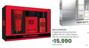 Millionaire - Frognaccia Masculina Red Edition 95 M + Ater Shave 100 M + Desodorante 150 Ml
