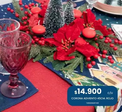 Corona -  Adviento 45cm Rojo