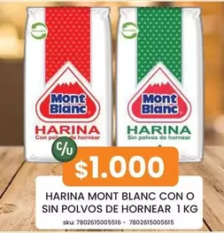Mont Blanc - Harina Blanc Con O Sin Polvos De Hornear