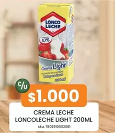 Lonco Leche - Crema Leche Loncoleche Light 200ml