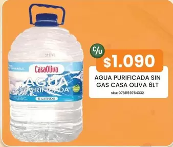Agua Purificada Sin Gas Oliva 6lt