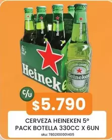Heineken - Cerveza 5o Pack Botella 330cc X 6un