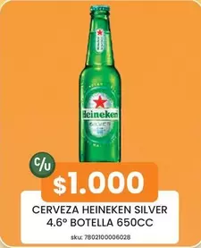 Heineken - Cerveza Silver 4.6° Botella 650cc