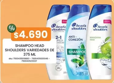 Head & Shoulders - Shampoo Variedad De 375 Ml