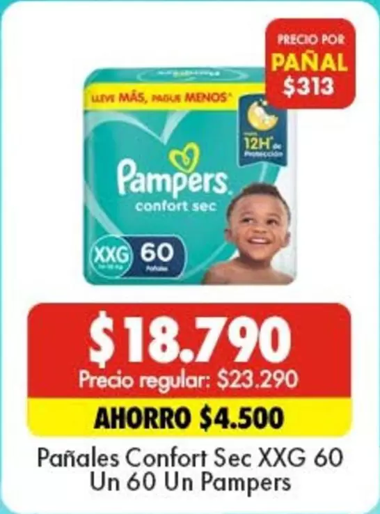 Pampers - Pañales Confort Sec XXG 60 Un