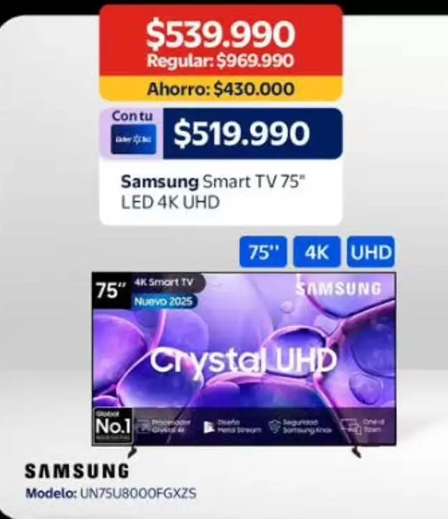 Samsung - Smart Tv 75" LED 4K UHD