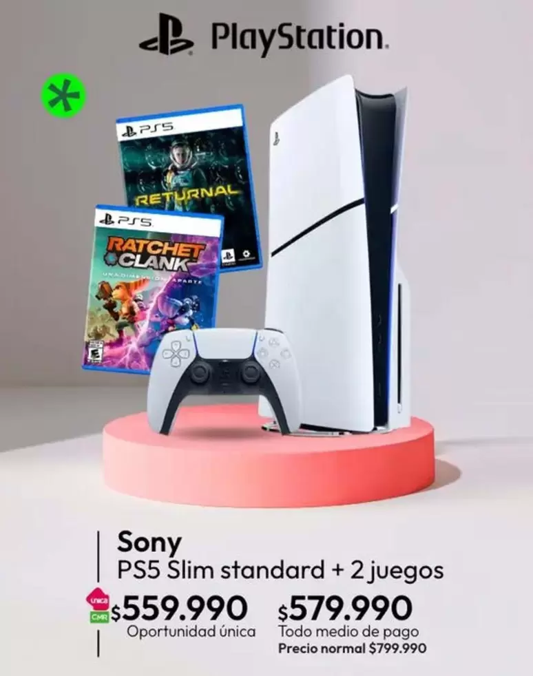 SONY - Ps5 Slim Standard + 2 Juegos
