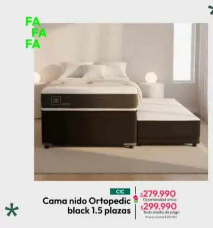 Cic - Cama Nido Ortopedic Black 1.5 Plazas