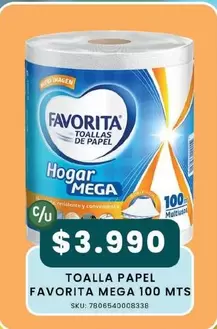 Favorita - Toalla Papel Mega 100 Mts